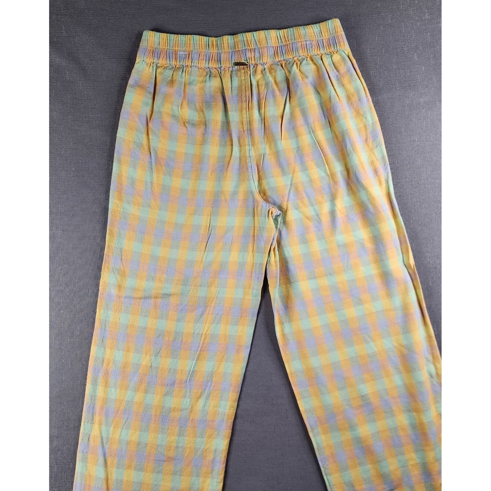 Billabong Into You Womens Pants Large Colorful Gingham Plaid Wide Leg Summer L - Picture 11 of 11